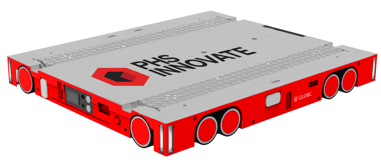 PHS 4-Way Shuttle PTR-HS126 in PHS red, branded with the PHS Innovate logo
